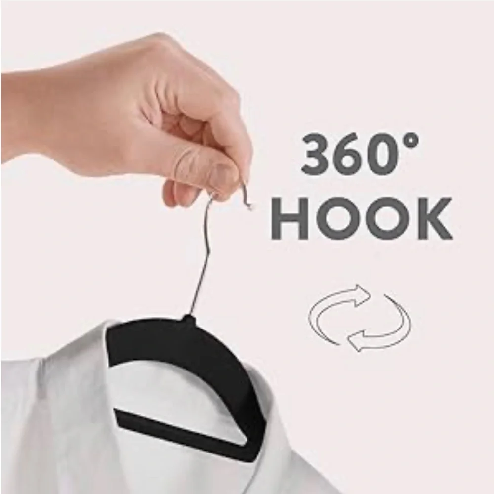 ⭐️ or 🌞 25 Premium slim nonslip space savet black velvet hangers swivel hook